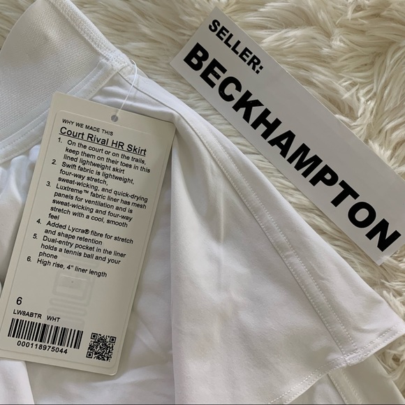 ❌SOLD❌Lululemon Court Rival High Rise Skirt WHT - Picture 4 of 4